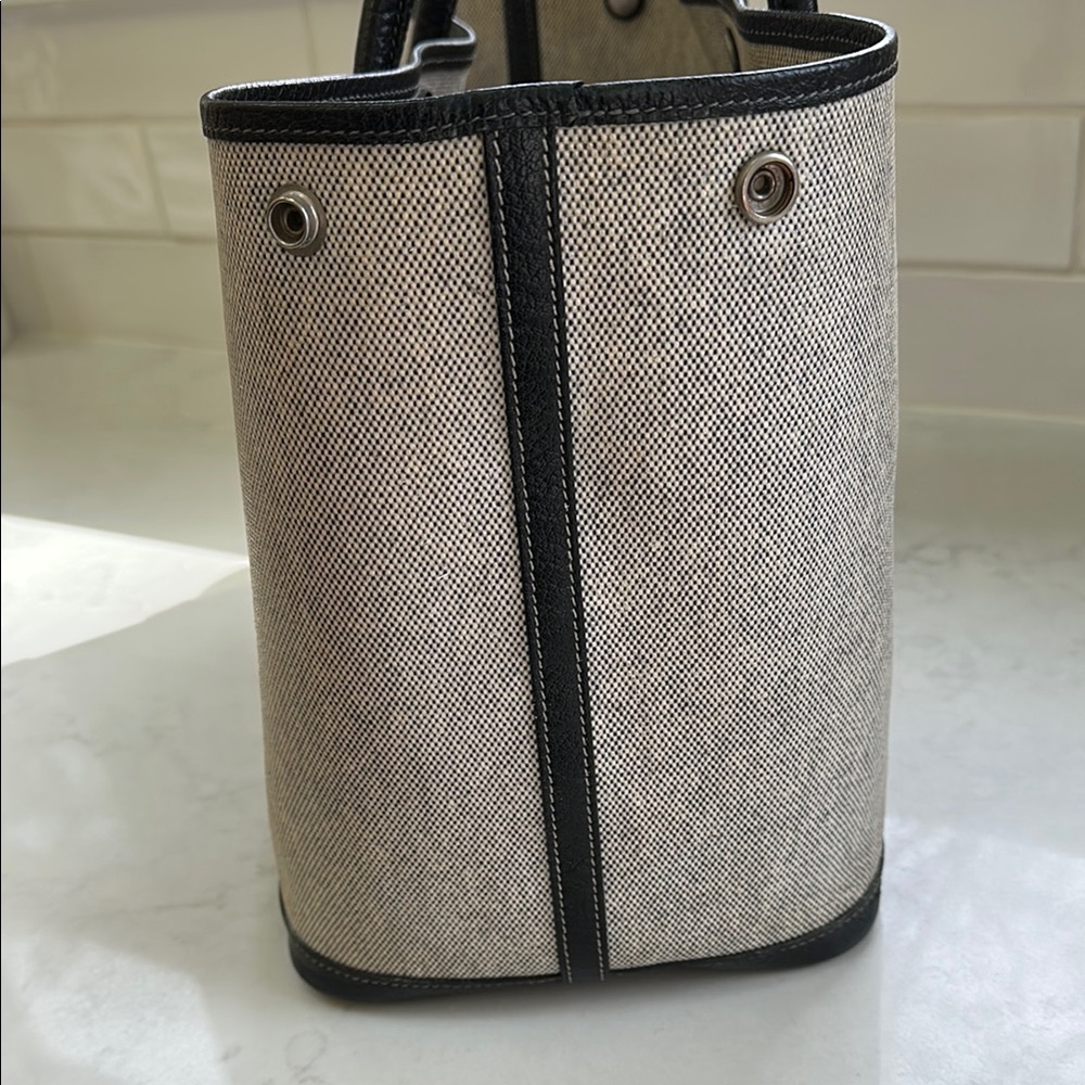 Hermes Beige and Black Canvas Tote - Picture 8 of 14